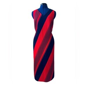 Donna Ricco Vibrant Red and Blue Maxi Dress